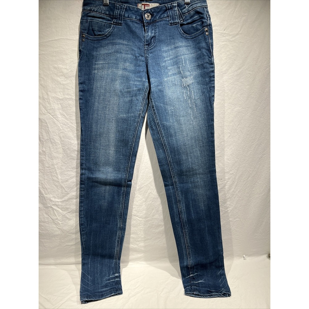 T‎ Five Jeans Size 9 Skinny Straight Flap Pockets Medium Denim Wash Womans
